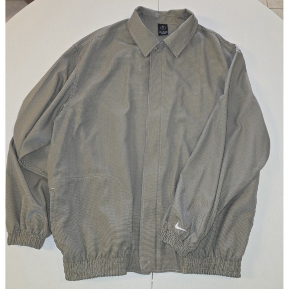 Nike Golf Gray Houndstooth Zipper‎ Jacket Vintage Men's XL Otdoors Athletica -63 - Picture 2 of 5